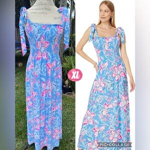 Lilly Pulitzer Women's Kailua Smocked Maxi Dress Size S to XL Full size